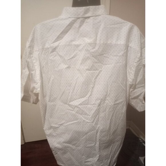 New Linea Uomo LU Shirt 5X Mens Button Up Stretch Short Sleeve White Dots - Picture 5 of 11
